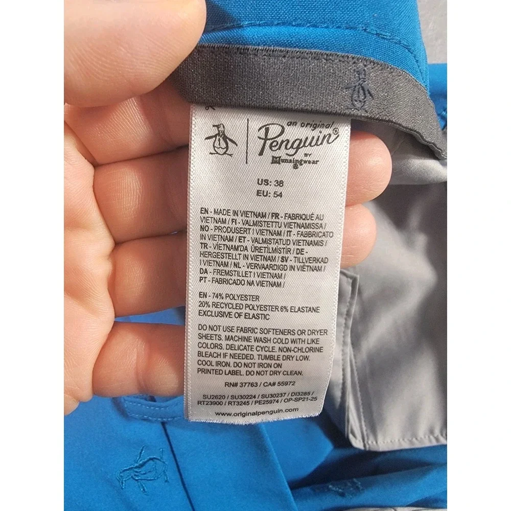 Penguin Blue Moisture Wicking Performance Stretch Embroidered Mens 40 9